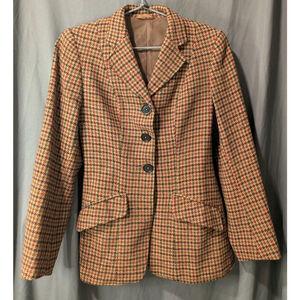 Vintage Harry Hall Equestrian Blazer Woman's Small Brown Tweed